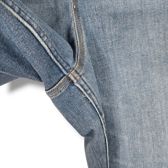 Spanx Wide Leg Size XL Crop Jean High Rise Blue Stretch Denim 25" Inseam - Picture 9 of 14